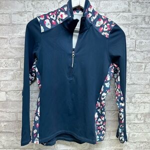 Life‎ Integrity Earth 3/4 zip pullover women’s ma medium navy printed pattern